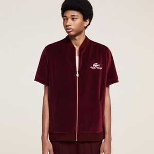 Lacoste x Ricky Regal Red Velvet Zip Short Sleeve Jacket Sz M